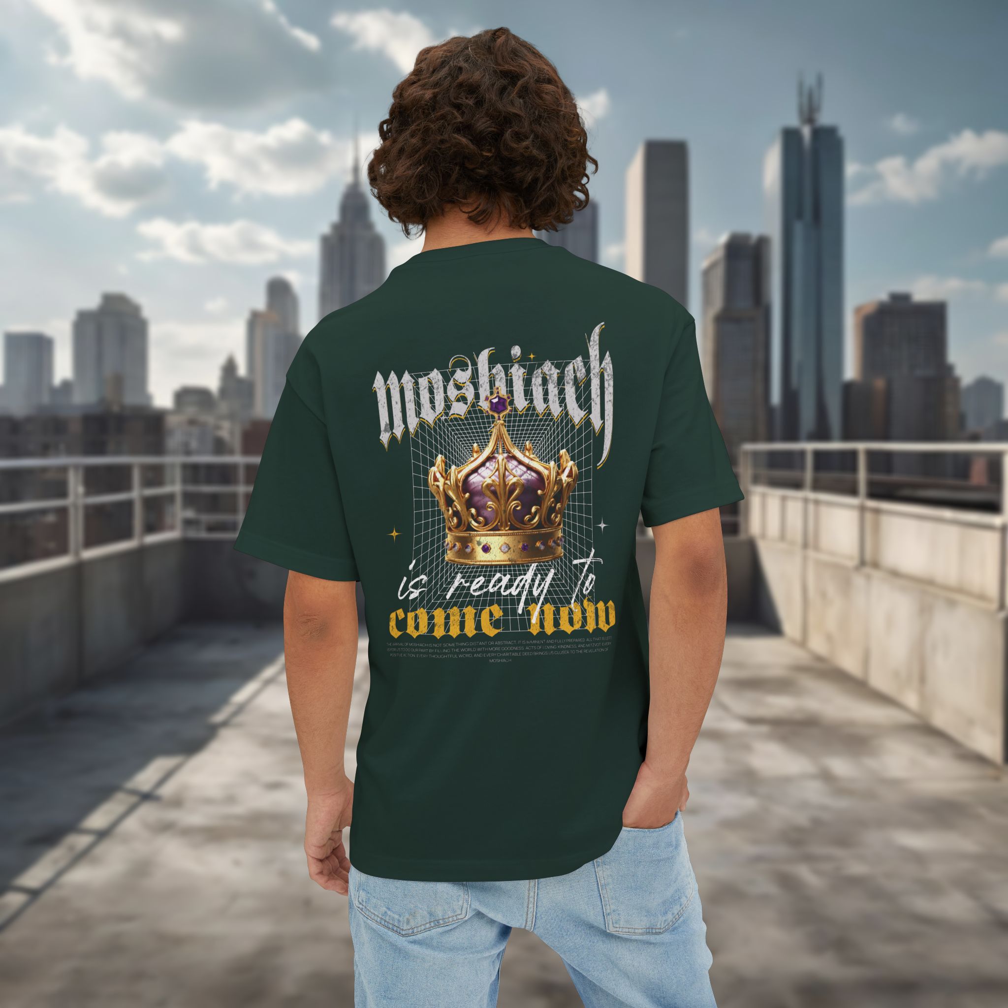 Urban Jewish Oversized Tee for Men - Moshiach Y2K Design - Image 12