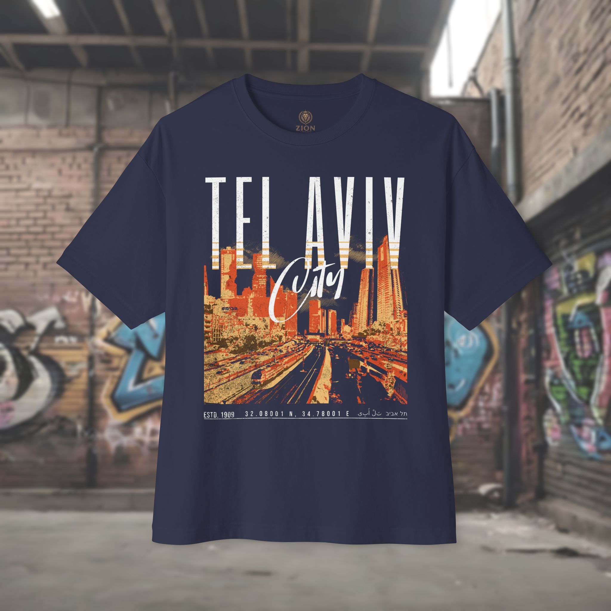 Tel Aviv Cityscape Y2K design Women’s Oversized T-Shirt - Image 9
