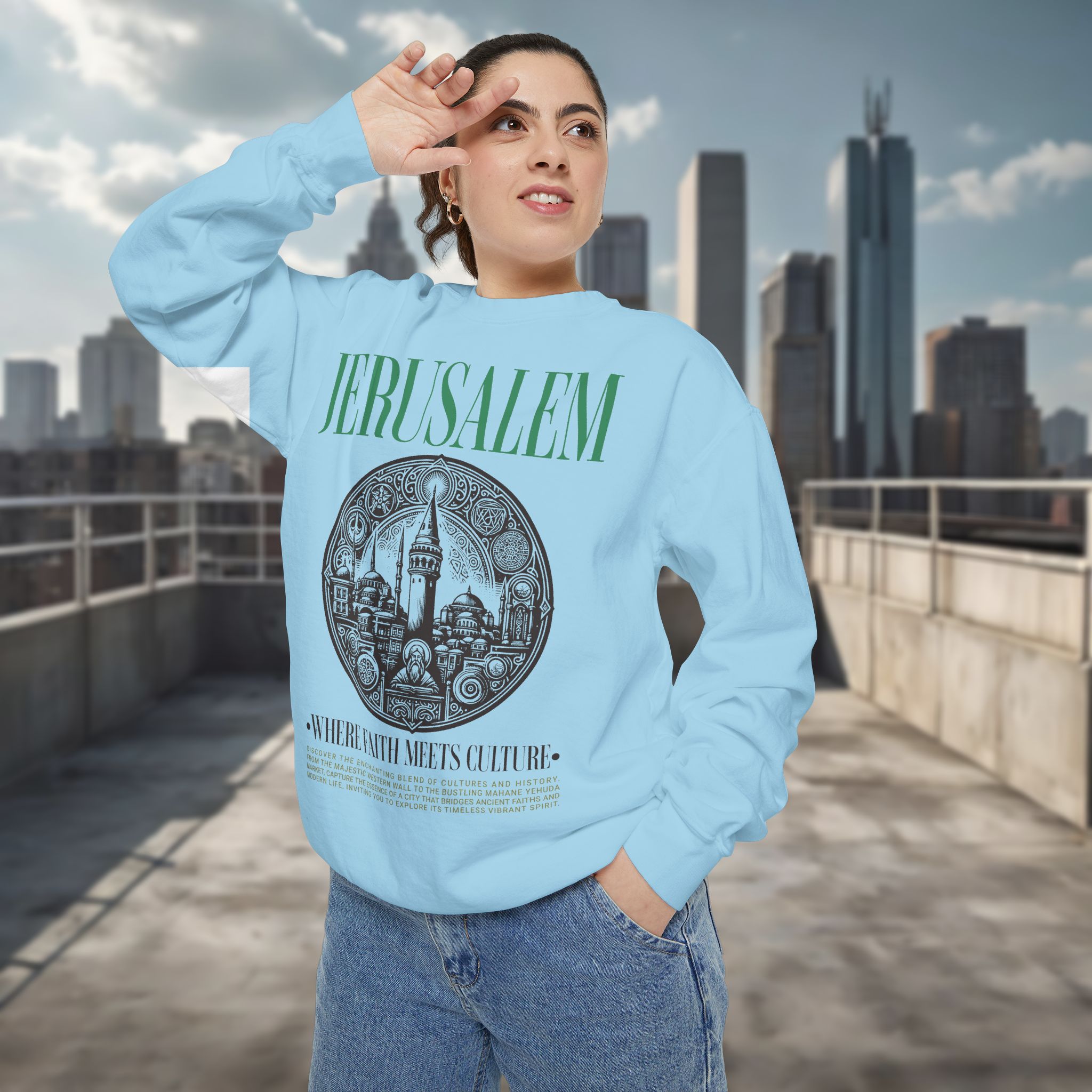 Jerusalem Vintage Illustration Sweatshirt – 'Jerusalem' Graphic Travel Crewneck - Image 15