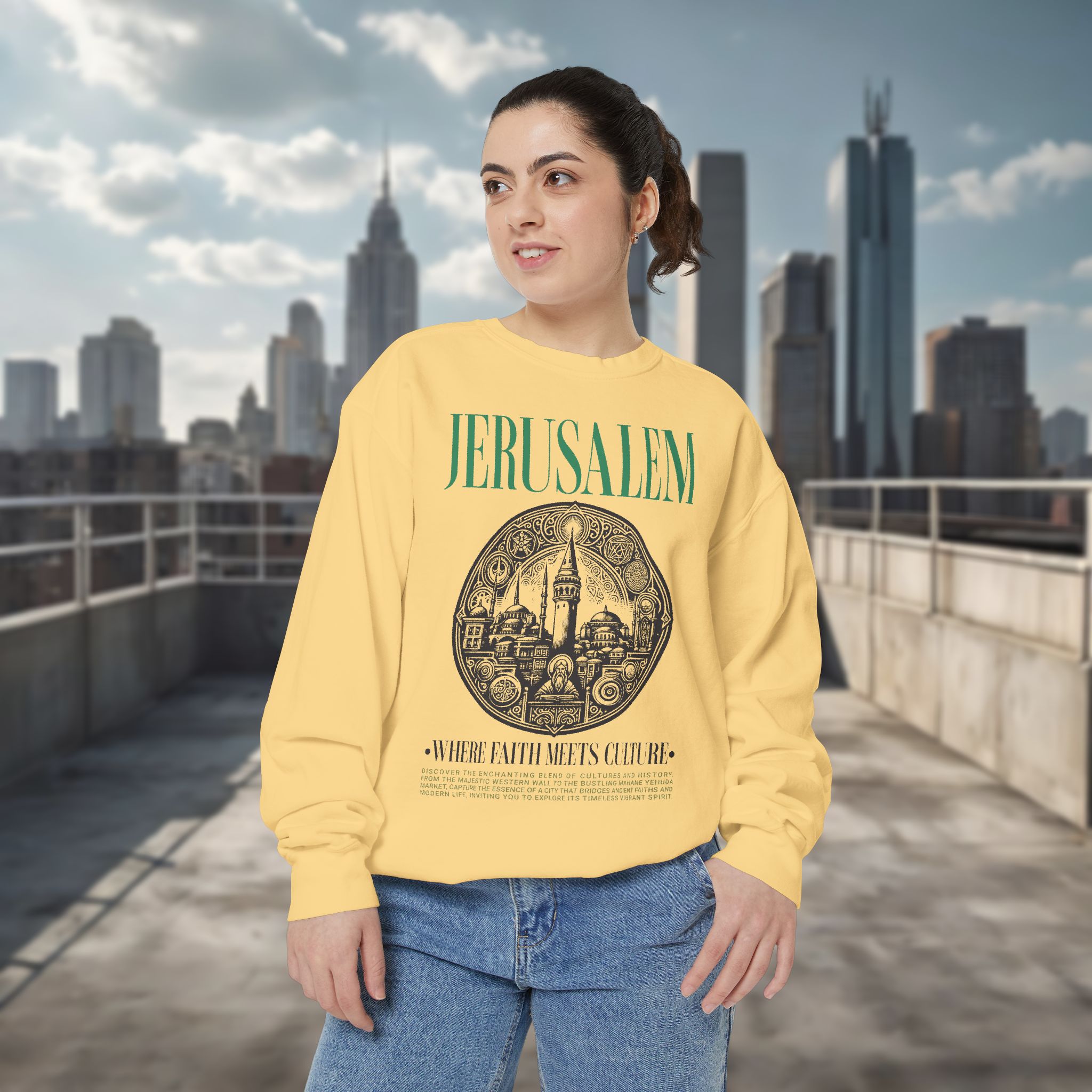 Jerusalem Vintage Illustration Sweatshirt – 'Jerusalem' Graphic Travel Crewneck - Image 8