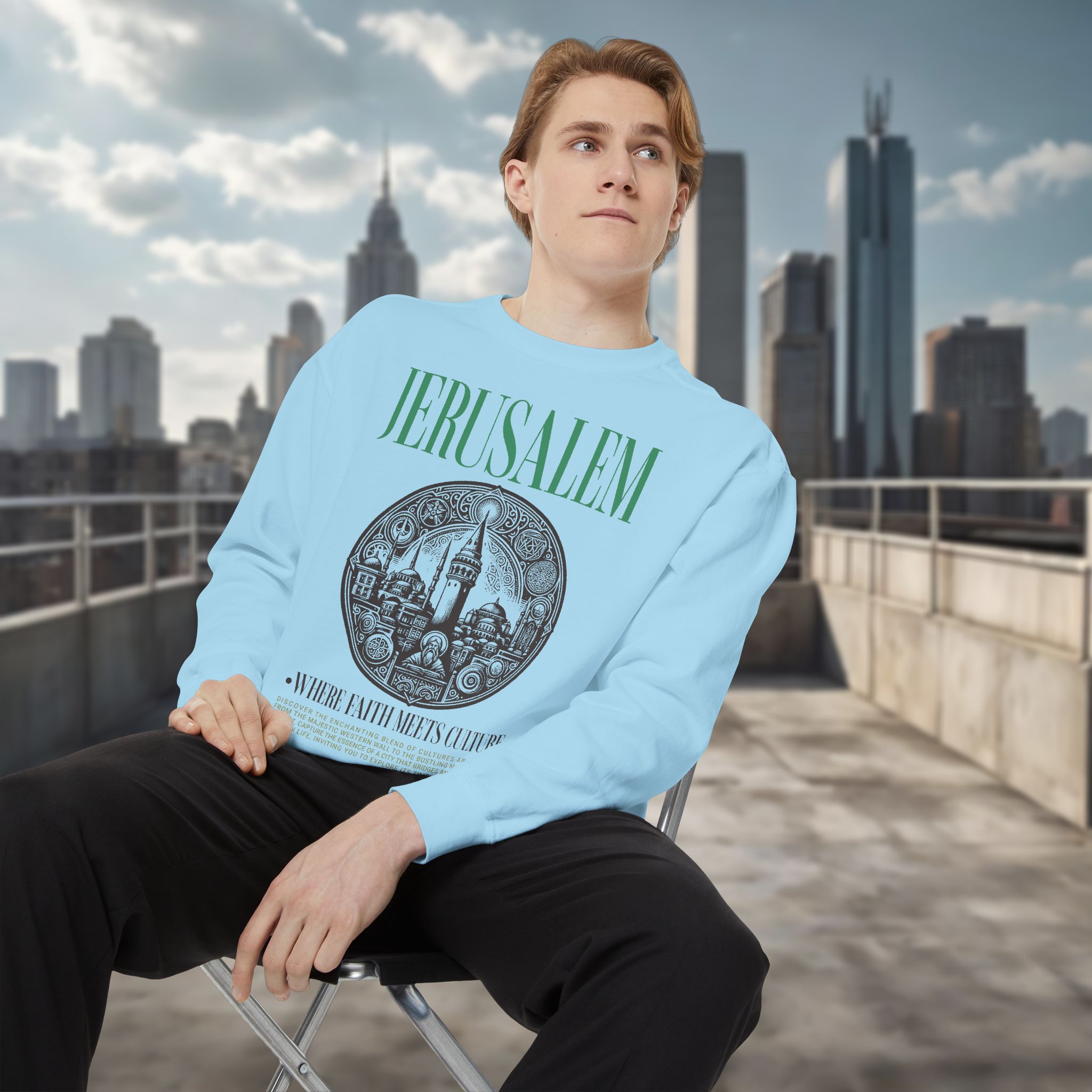 Jerusalem Vintage Illustration Sweatshirt – 'Jerusalem' Graphic Travel Crewneck - Image 14