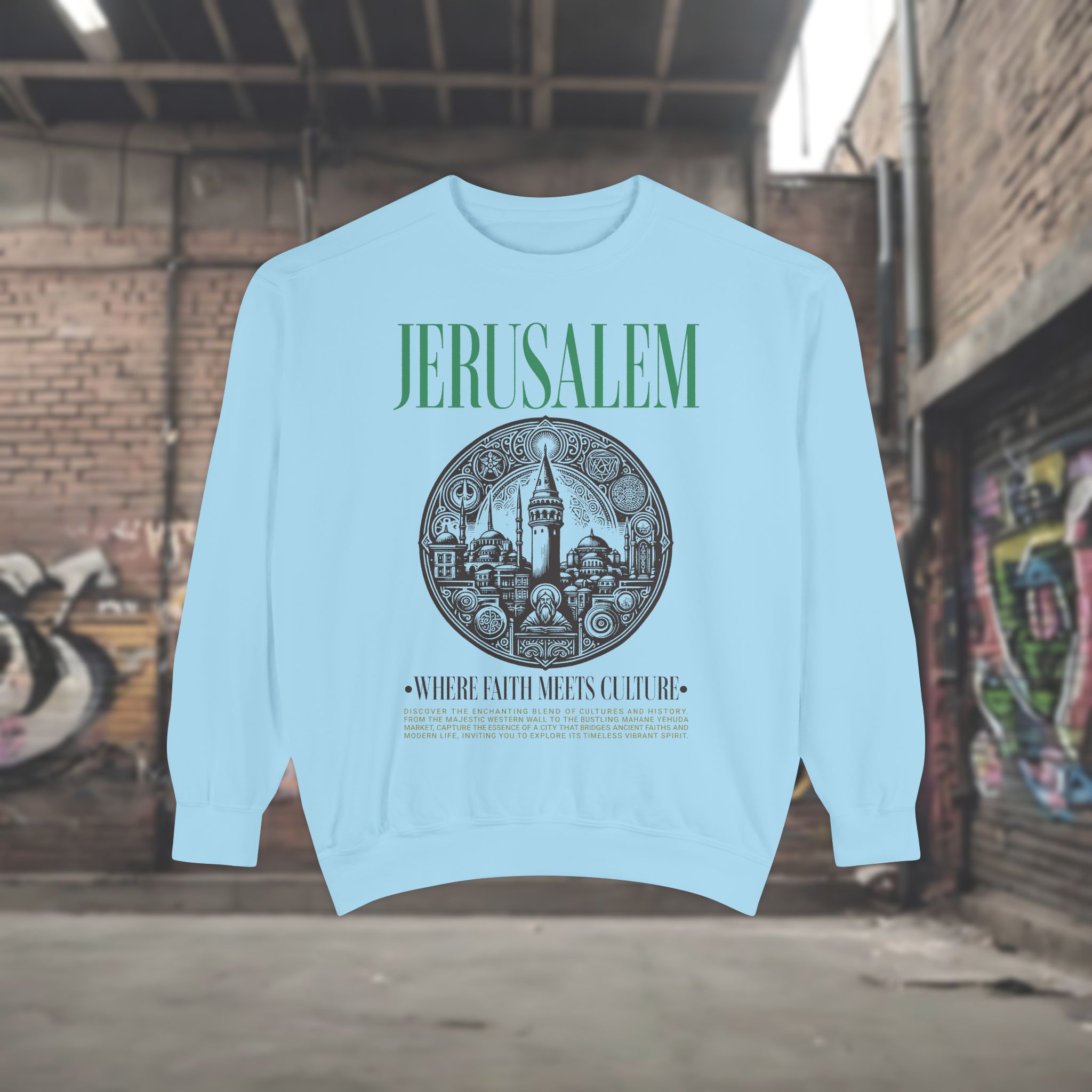 Jerusalem Vintage Illustration Sweatshirt – 'Jerusalem' Graphic Travel Crewneck - Image 11